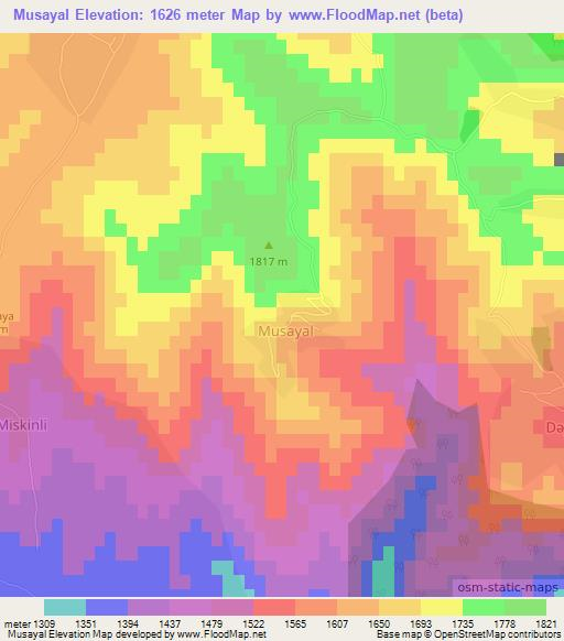 Musayal,Azerbaijan Elevation Map