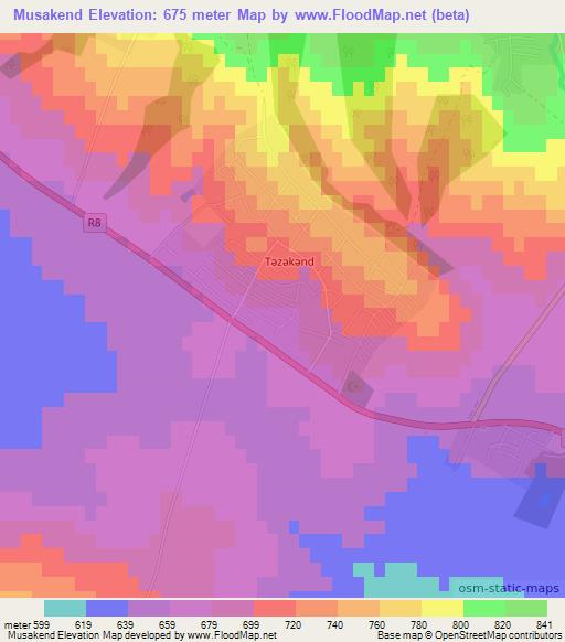 Musakend,Azerbaijan Elevation Map