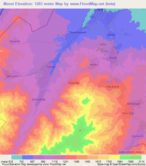 Murut,Azerbaijan Elevation Map