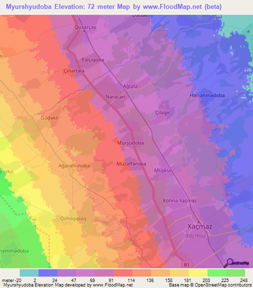 Myurshyudoba,Azerbaijan Elevation Map