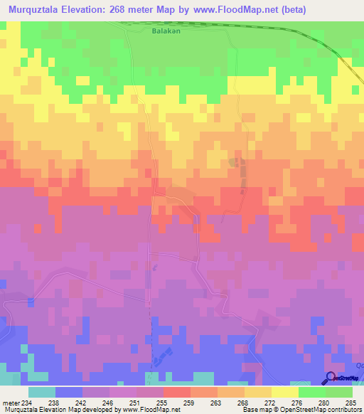 Murquztala,Azerbaijan Elevation Map