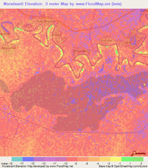 Muradxanli,Azerbaijan Elevation Map