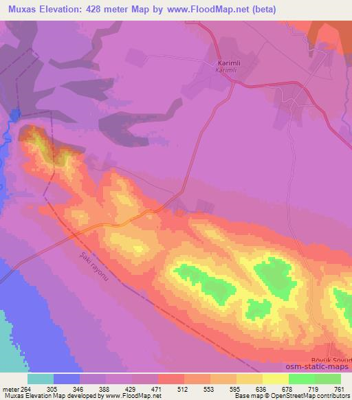 Muxas,Azerbaijan Elevation Map