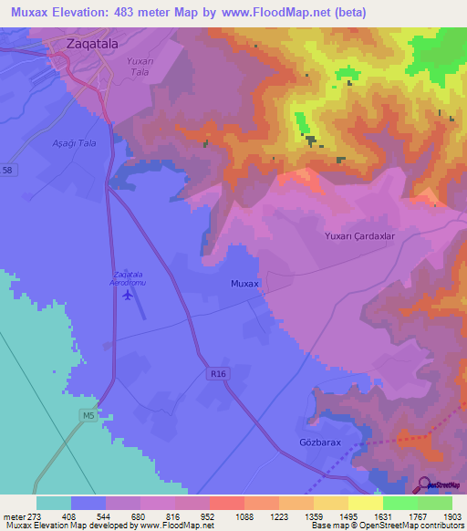 Muxax,Azerbaijan Elevation Map