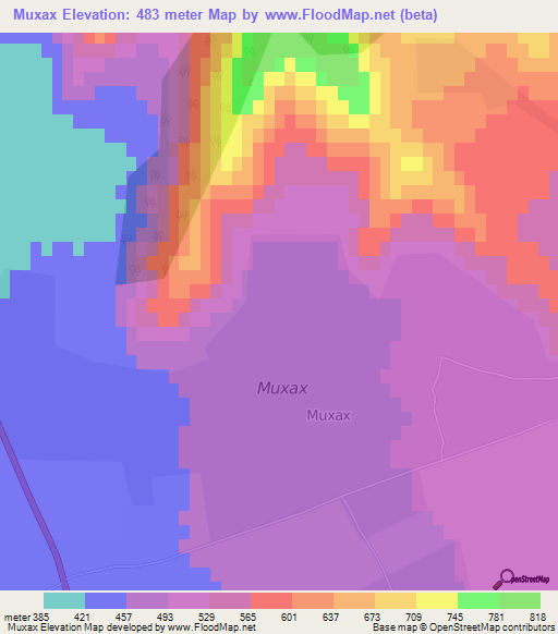 Muxax,Azerbaijan Elevation Map