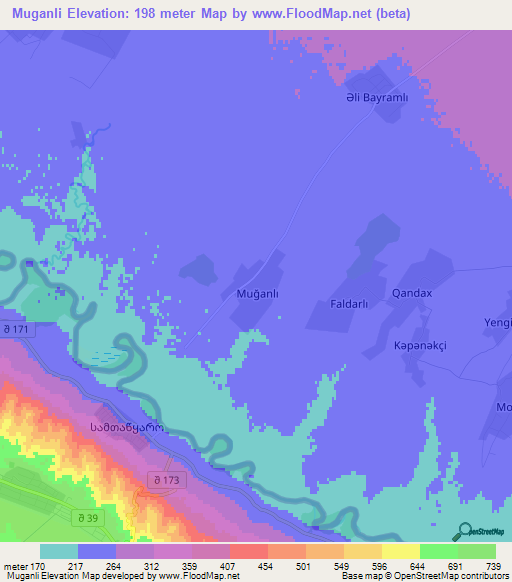 Muganli,Azerbaijan Elevation Map