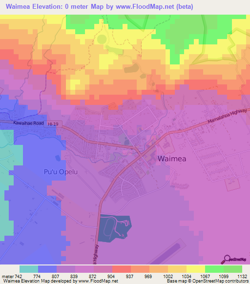 Elevation of Waimea,US Elevation Map, Topography, Contour