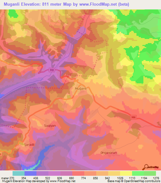 Muganli,Azerbaijan Elevation Map