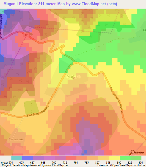 Muganli,Azerbaijan Elevation Map