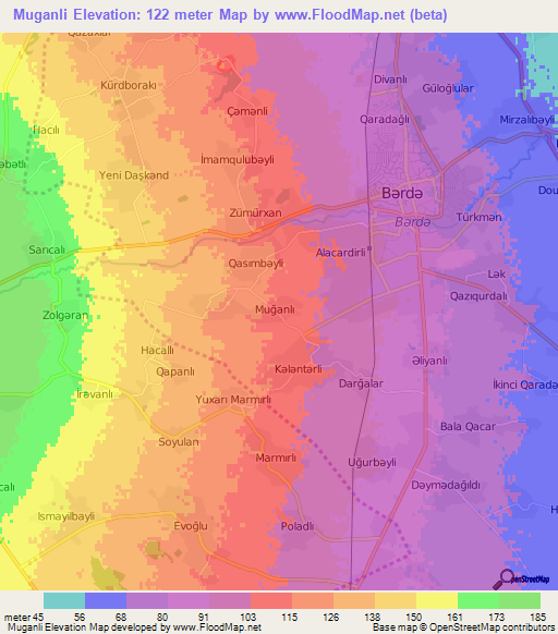 Muganli,Azerbaijan Elevation Map