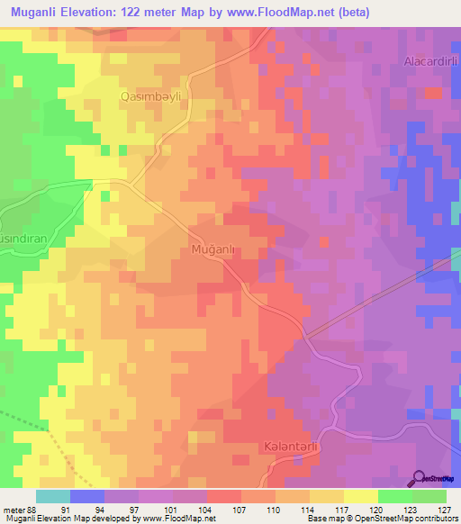 Muganli,Azerbaijan Elevation Map