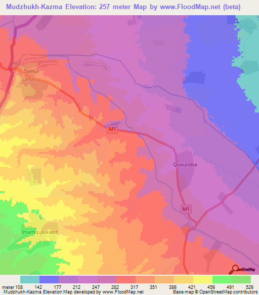 Mudzhukh-Kazma,Azerbaijan Elevation Map