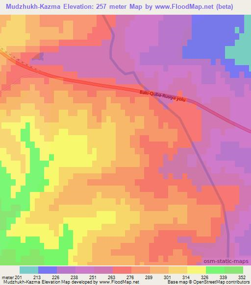 Mudzhukh-Kazma,Azerbaijan Elevation Map