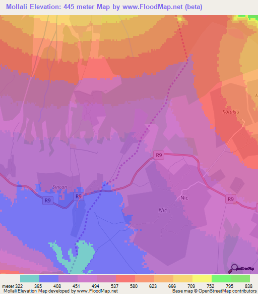 Mollali,Azerbaijan Elevation Map