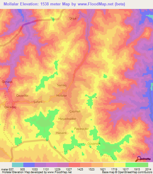 Mollalar,Azerbaijan Elevation Map