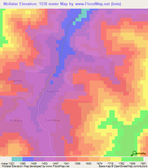 Mollalar,Azerbaijan Elevation Map