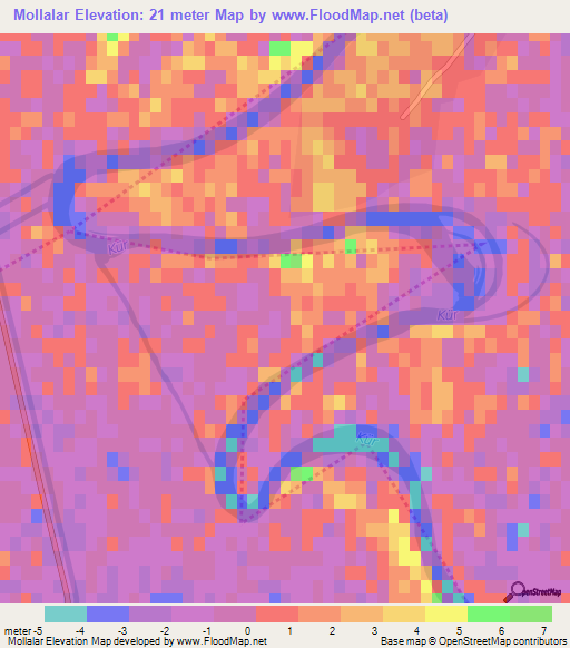 Mollalar,Azerbaijan Elevation Map