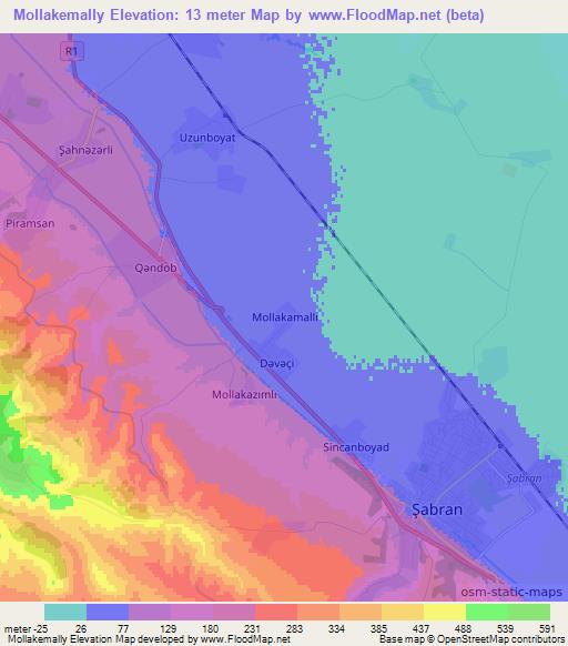 Mollakemally,Azerbaijan Elevation Map