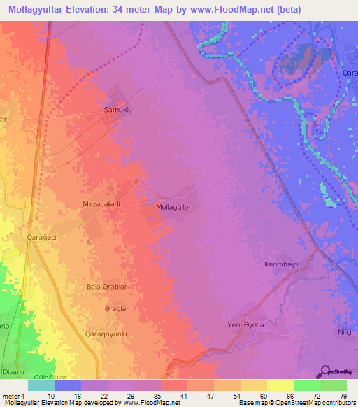 Mollagyullar,Azerbaijan Elevation Map