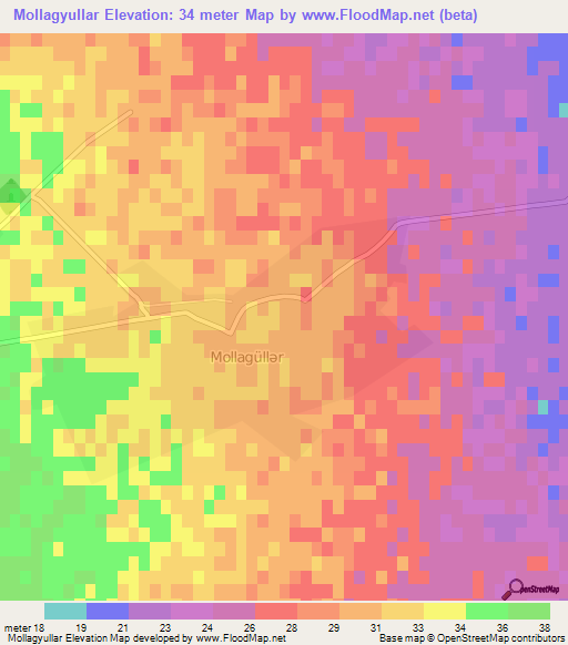 Mollagyullar,Azerbaijan Elevation Map