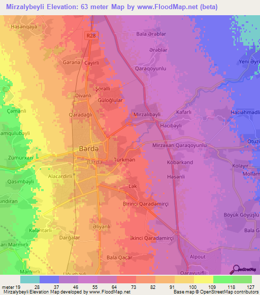 Mirzalybeyli,Azerbaijan Elevation Map