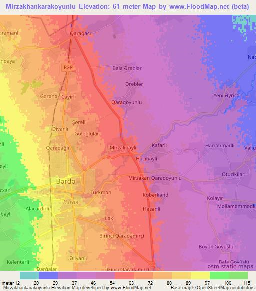 Mirzakhankarakoyunlu,Azerbaijan Elevation Map