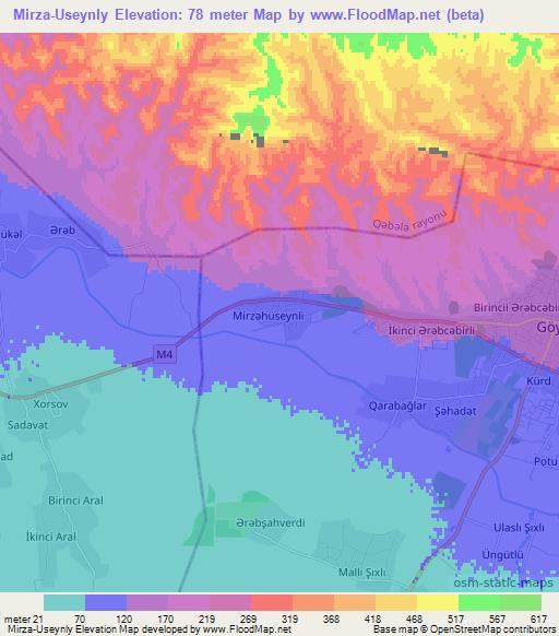 Mirza-Useynly,Azerbaijan Elevation Map