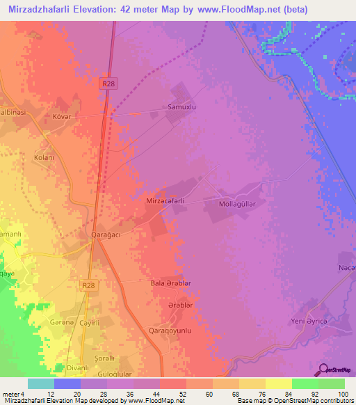 Mirzadzhafarli,Azerbaijan Elevation Map