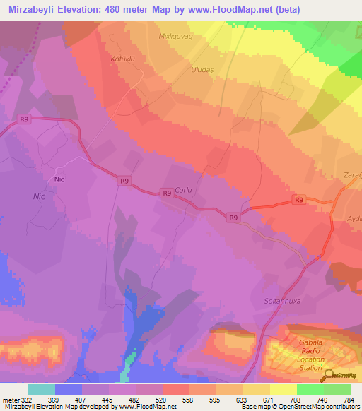 Mirzabeyli,Azerbaijan Elevation Map