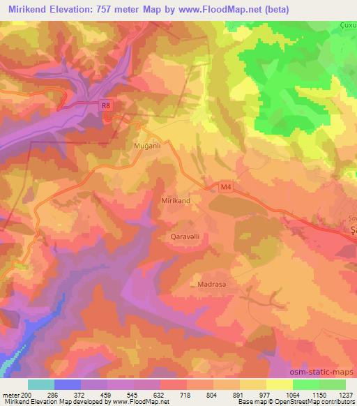 Mirikend,Azerbaijan Elevation Map
