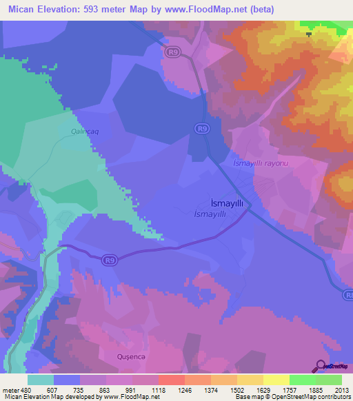 Mican,Azerbaijan Elevation Map