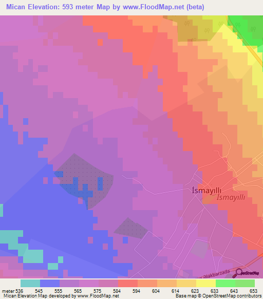 Mican,Azerbaijan Elevation Map