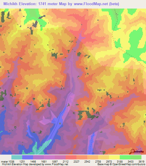 Michikh,Azerbaijan Elevation Map