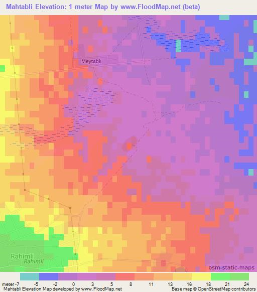 Mahtabli,Azerbaijan Elevation Map