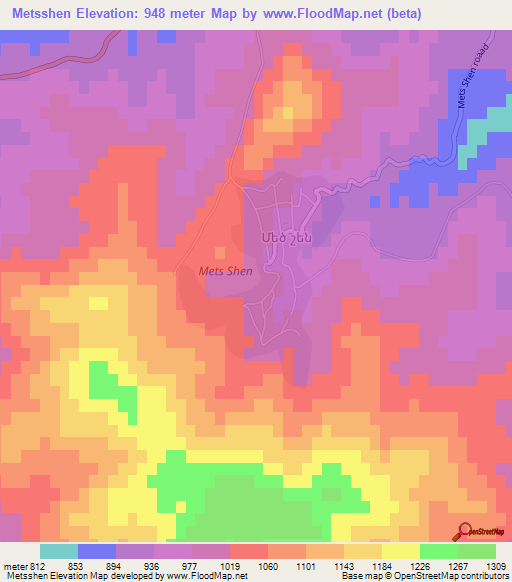 Metsshen,Azerbaijan Elevation Map
