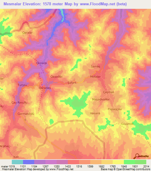 Mesmalar,Azerbaijan Elevation Map