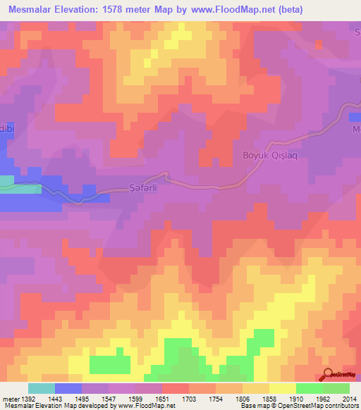 Mesmalar,Azerbaijan Elevation Map