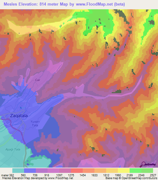 Mesles,Azerbaijan Elevation Map