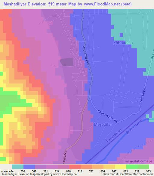 Meshadilyar,Azerbaijan Elevation Map