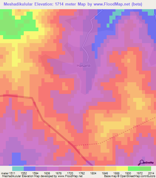 Meshadikulular,Azerbaijan Elevation Map