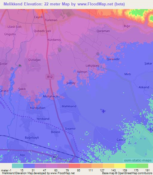 Melikkend,Azerbaijan Elevation Map