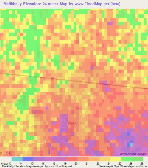 Melikbally,Azerbaijan Elevation Map
