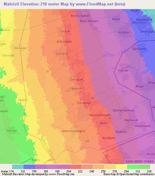 Mahrizli,Azerbaijan Elevation Map