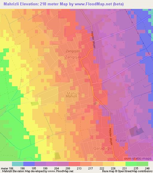 Mahrizli,Azerbaijan Elevation Map