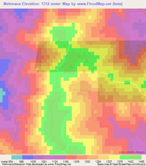 Mehmana,Azerbaijan Elevation Map