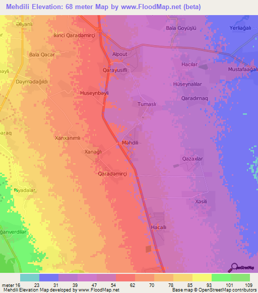 Mehdili,Azerbaijan Elevation Map