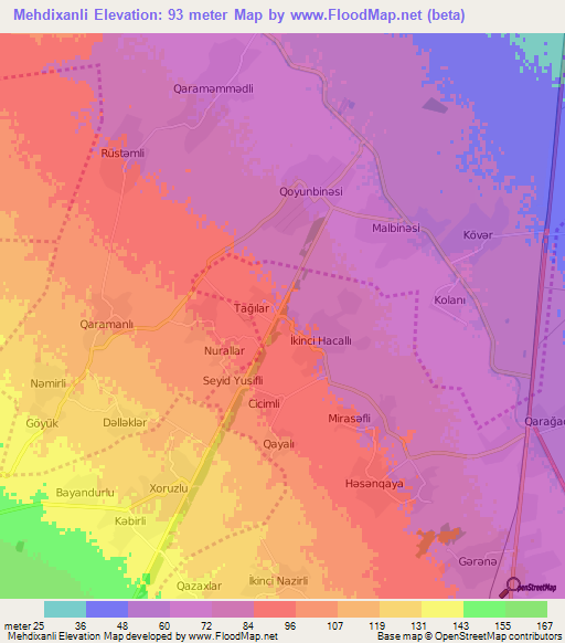 Mehdixanli,Azerbaijan Elevation Map