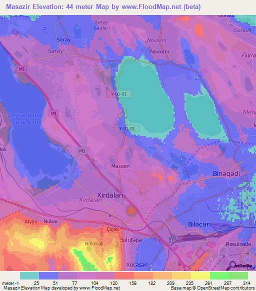 Masazir,Azerbaijan Elevation Map