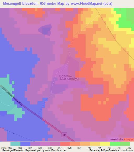 Merzengeli,Azerbaijan Elevation Map