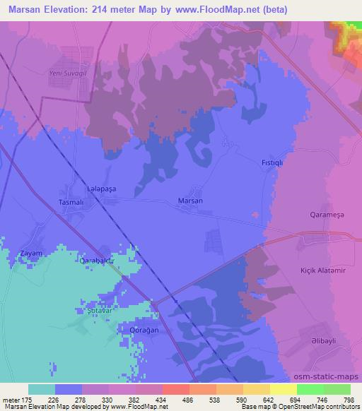 Marsan,Azerbaijan Elevation Map